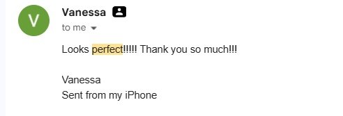 Email review screenshot from Vanessa
